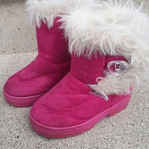 bebe Pink Toddler Boots With Off White Fur Size 7